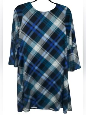 Jessica Howard Plaid Fit & Flare Dress With 3/4 Sleeves  – Size Medium